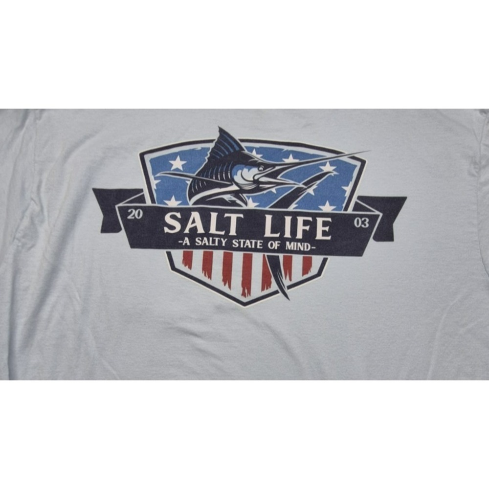 Salt Life Men's Marlin State of Mind light Blue Pocket Long Sleeve T-Shirt - Lg - Picture 8 of 12